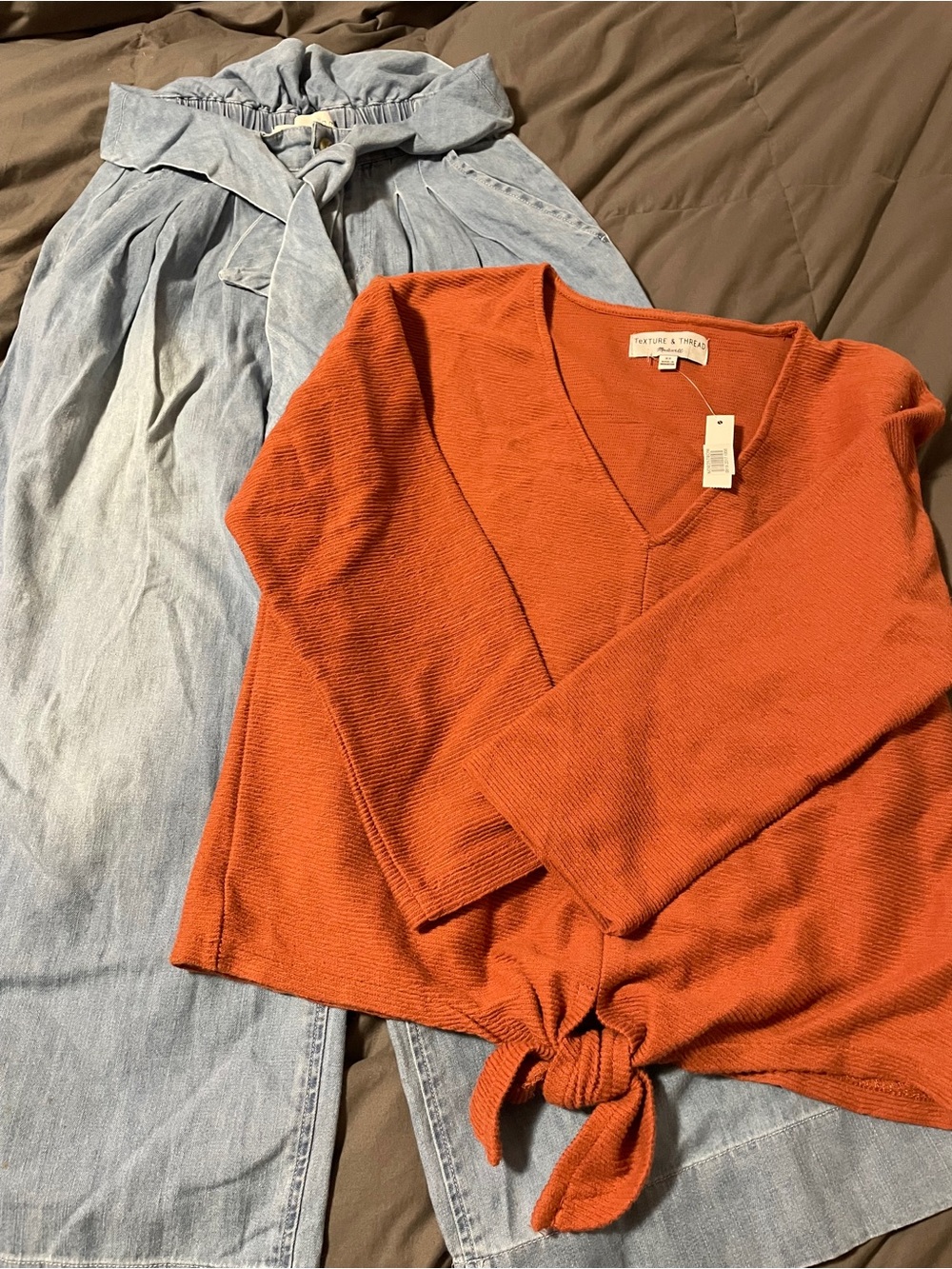 NWT Madewell/JCrew Tie-Knot Sweater size XS/Ella Moss cropped denim jeans womens